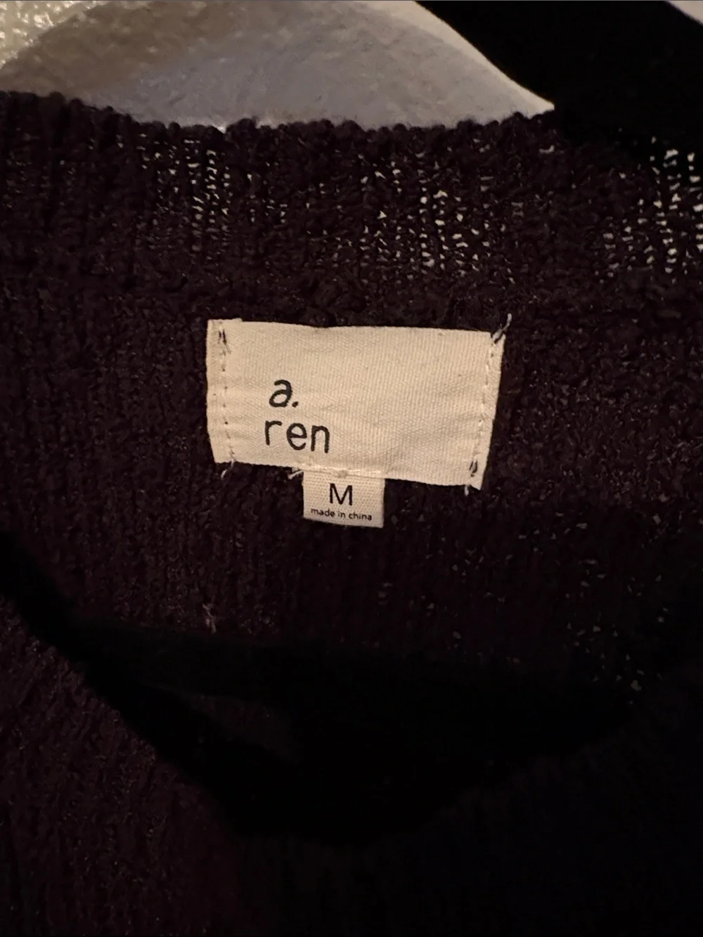 Women's Black Crewneck Sweater with White Shoulder Stripes - Picture 2 of 2